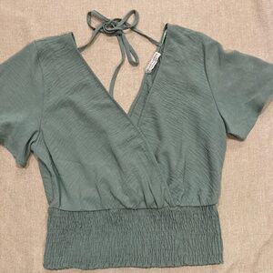 Sexy light green smocked top
